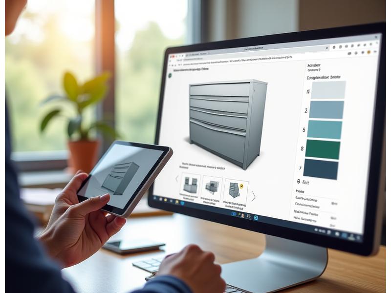 User interacting with an online configurator to design a custom drawer system.